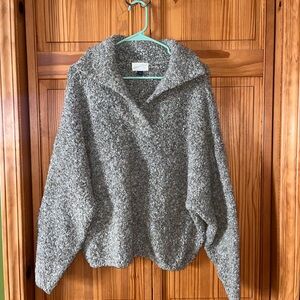 Cozy Gray Bouclé Sweater with Collar
